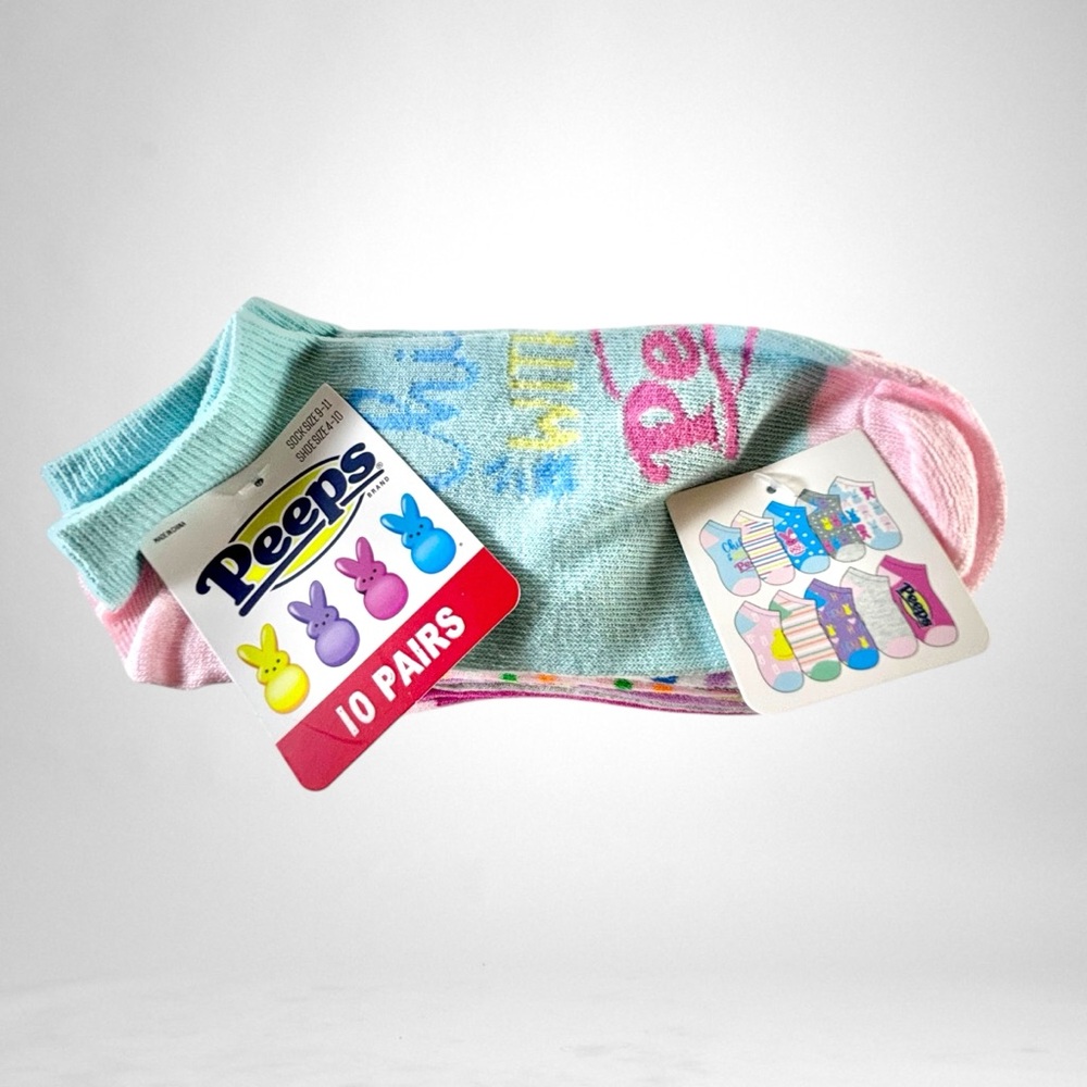 10 Pairs of New Peeps Colorful Womens Socks No Show Shoe Size 4-10 Easter
